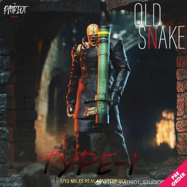 The Patriot Studio PA020A 1/12th scale Old Snake First Form (Type-I All-Black Leather Jacket)
