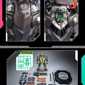 (Back Order) HeatBoys HB0012-HB0015 TMNT Mecha Leonardo, Raphael, Michelangelo & Donatello Set Die-cast Frame - Image 4